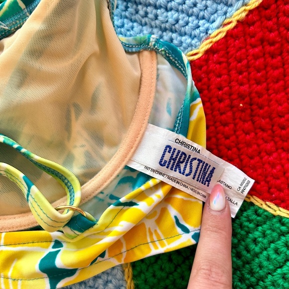 Vintage Christina 90s/Y2K High-Waisted Bikini Set – Tropical Floral Print - Picture 6 of 7